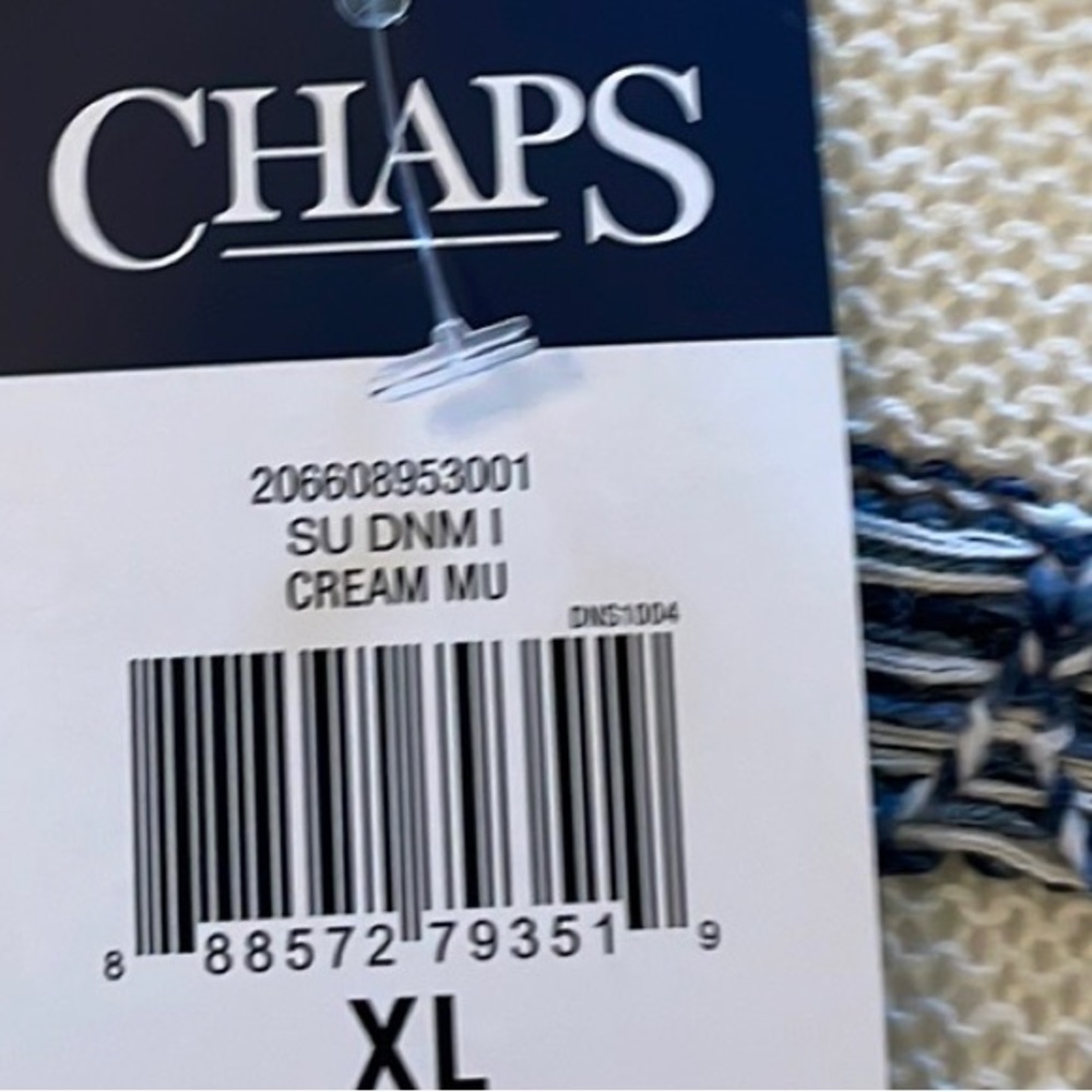 XL CHAPS DENIM CO WESTERN STYLE PONCHO V-NECK SWEATER Armholes RalphLaurenCo.NWT - Picture 2 of 16